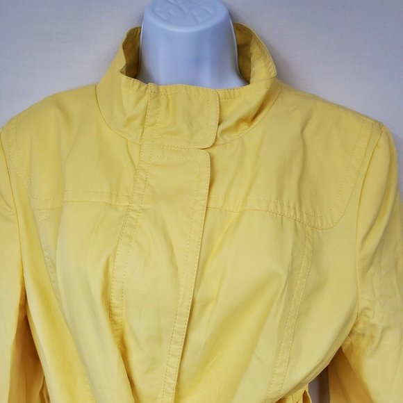 Ann Taylor Womens Yellow Rain Jacket Waist Tie Casual Size L - Picture 2 of 12
